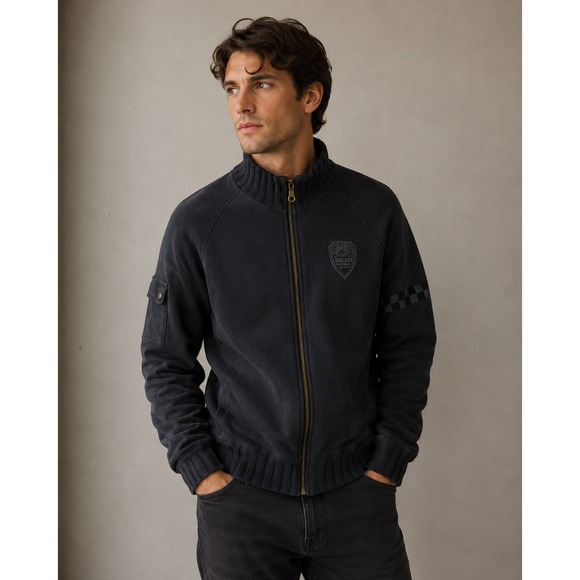 Ducati Meccanica Men Charcoal Gray Full Zip Track Jacket Moto Racing